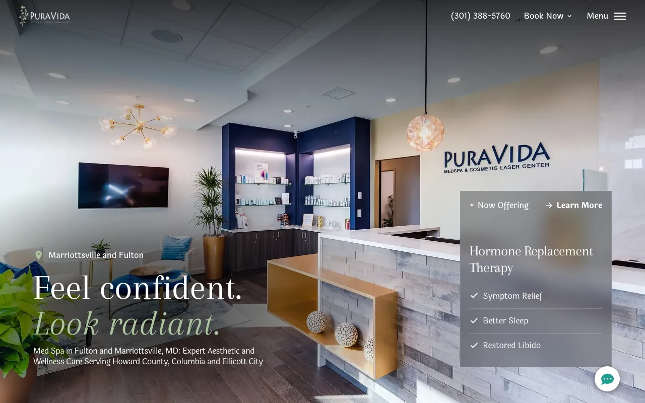 Pura Vida Medspa and Cosmetic Laser Center website